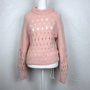 & Other Stories Blush Pink Wool Mohair Blend Open Knit Sweater Sz XS B34